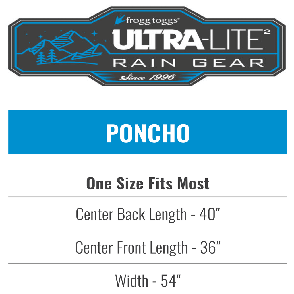 Frogg Toggs Ultra-Lite2 Rain Poncho for Adults, Packable Emergency Poncho, Blue, One-Size