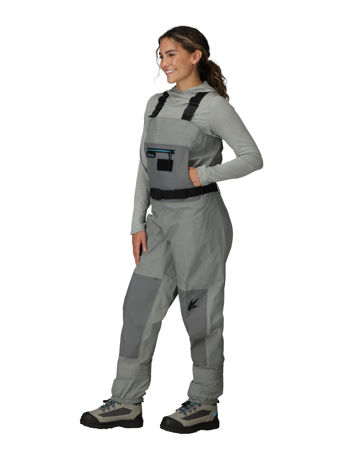 Frogg Toggs Women's Hellbender PRO Stockingfoot Chest Waders with Neoprene Booties, Gray, Medium