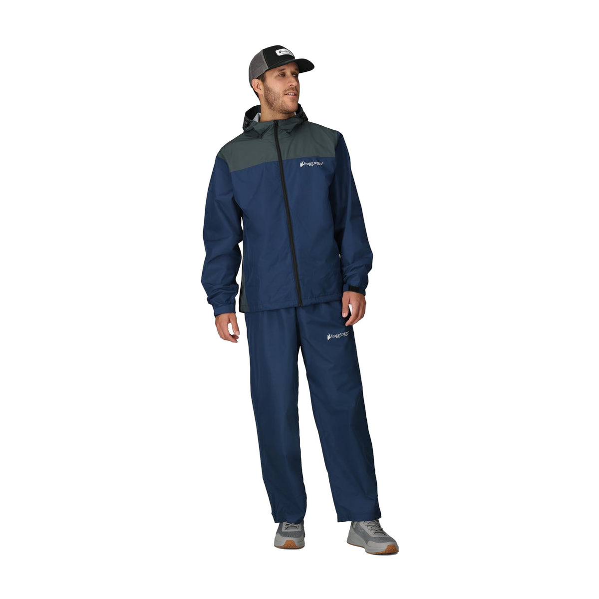 Frogg Toggs Vapor Rain Suit for Men with Rain Jacket and Pants, Blue and Gray, Size MD/LG