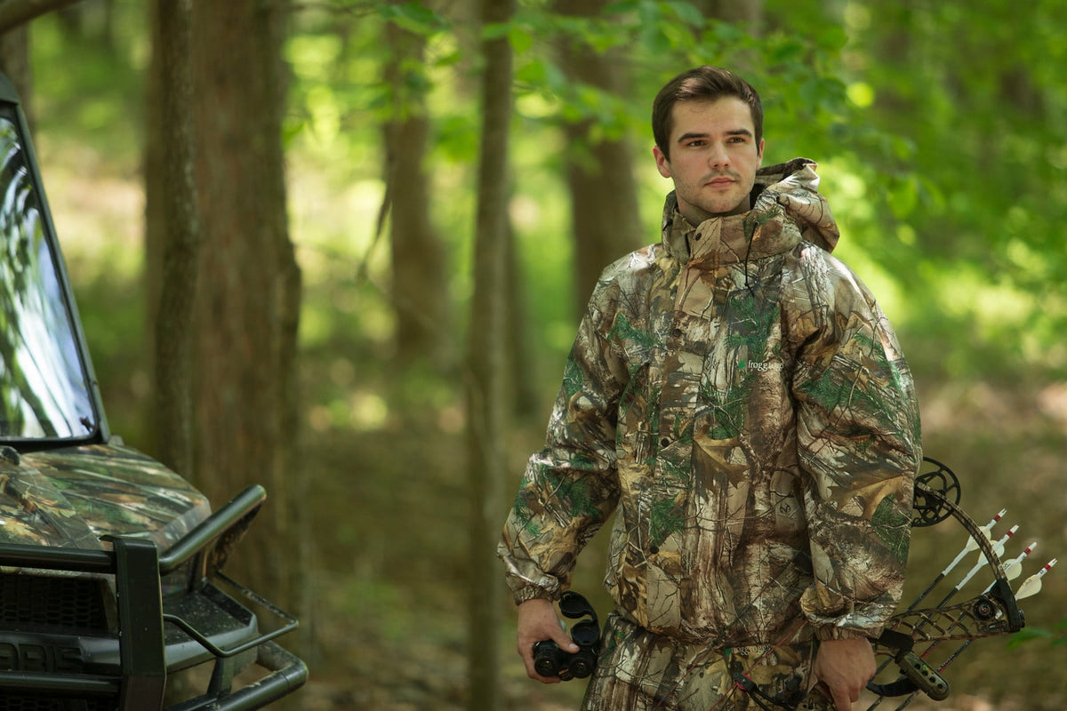 Frogg Toggs All-Purpose Rain Suit for Men, Waterproof Bi-Laminate Camo Pants & Jacket, Realtree Edge, Size MD/LG