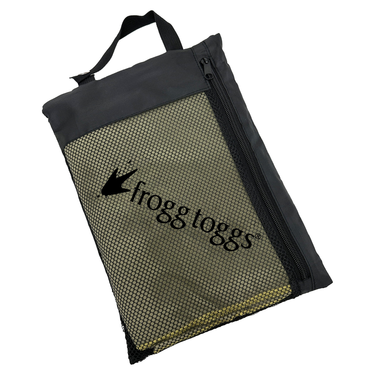 Frogg Toggs Camp Beach Towel, Soft and Absorbent Microfiber Towel with Zippered Bag, 35” x 62”, OD Green