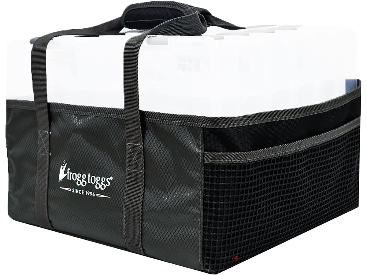 Frogg Toggs i8 Fishing Tray Tote Bag for Organizing Tackle Trays and Fishing Gear, Black