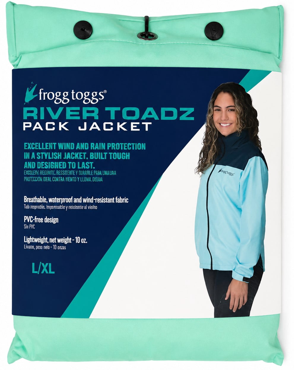 Frogg Toggs River Toadz Rain Jacket with Set-In Sleeves, Waterproof Rain Gear for Women, Seafoam/Gray, Size S/M