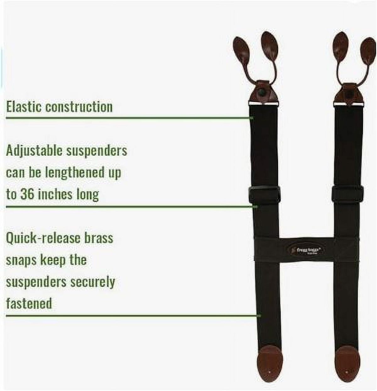 Frogg Toggs Elastic H-Back Suspenders for Men, Adjustable Suspender for Fishing Waders, Black