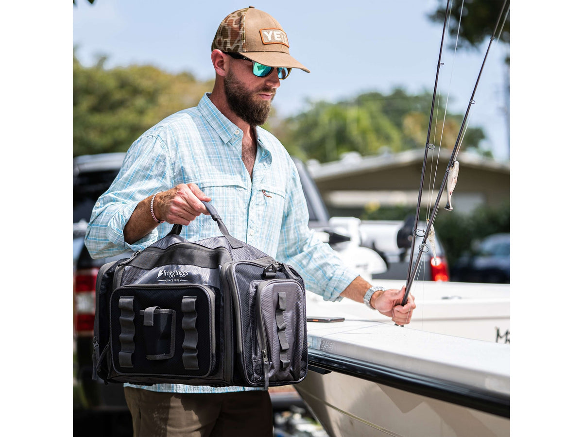 Frogg Toggs Pro Series Fishing Tackle Bag for 3700 Size Tackle Trays with Dual Access Storage, Blue