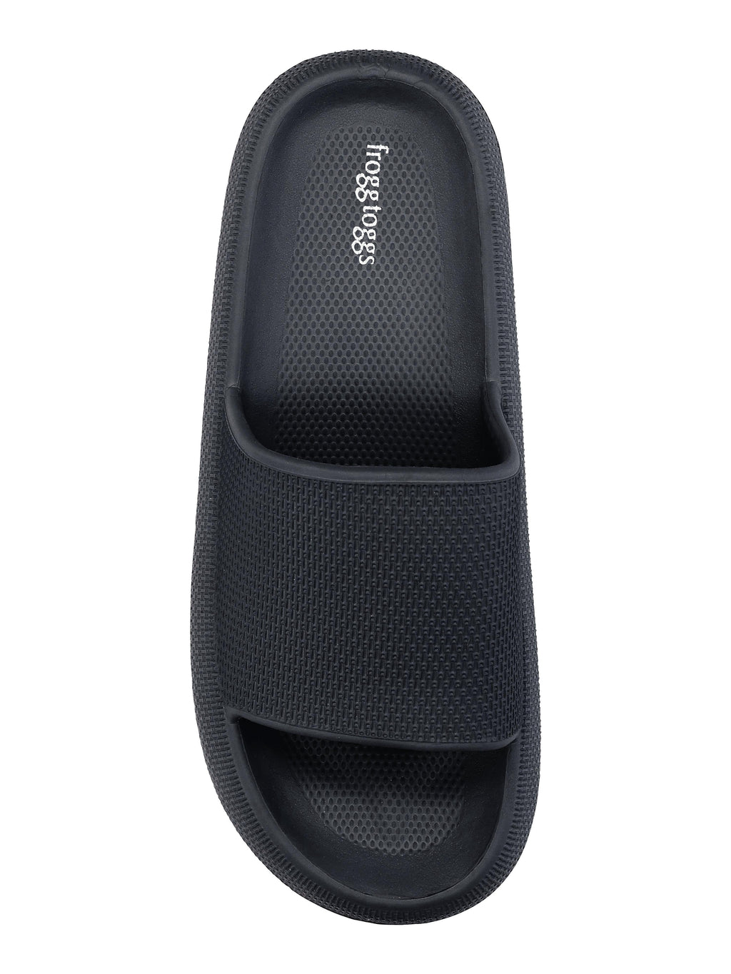 Frogg Toggs Squisheez Slip-On Slide Sandals for Men, Soft and Squishy Slides, Black, Size 7