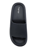 Frogg Toggs Squisheez Slip-On Slide Sandals for Men, Soft and Squishy Slides, Black, Size 7
