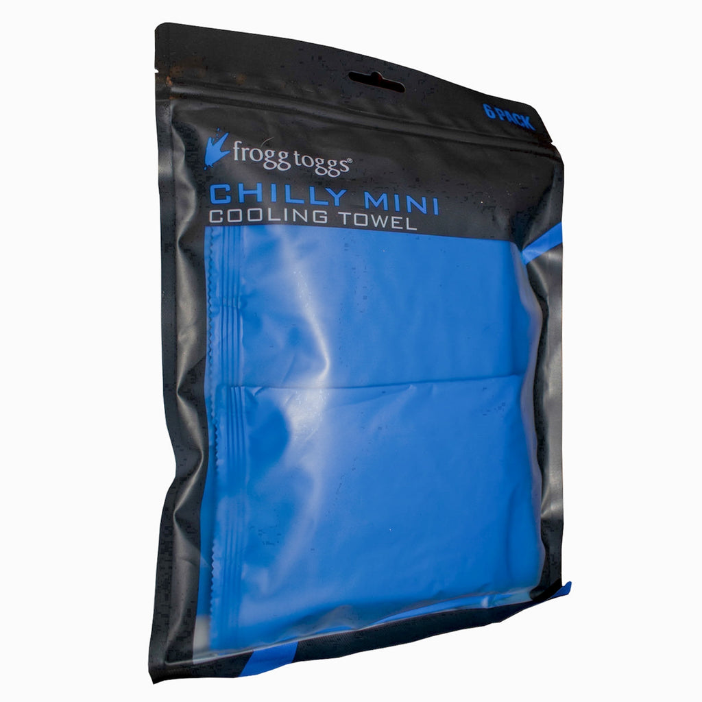 Frogg Toggs Mini Chilly Pad Cooling Towels for Outdoor & Gym Use, Blue, 6 Pack