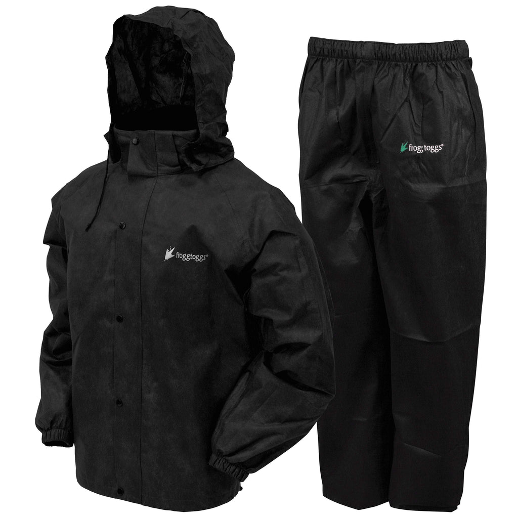 Frogg Toggs All-Purpose Rain Suit for Men, Waterproof Rain Jacket & Pants, Black, Size M/L
