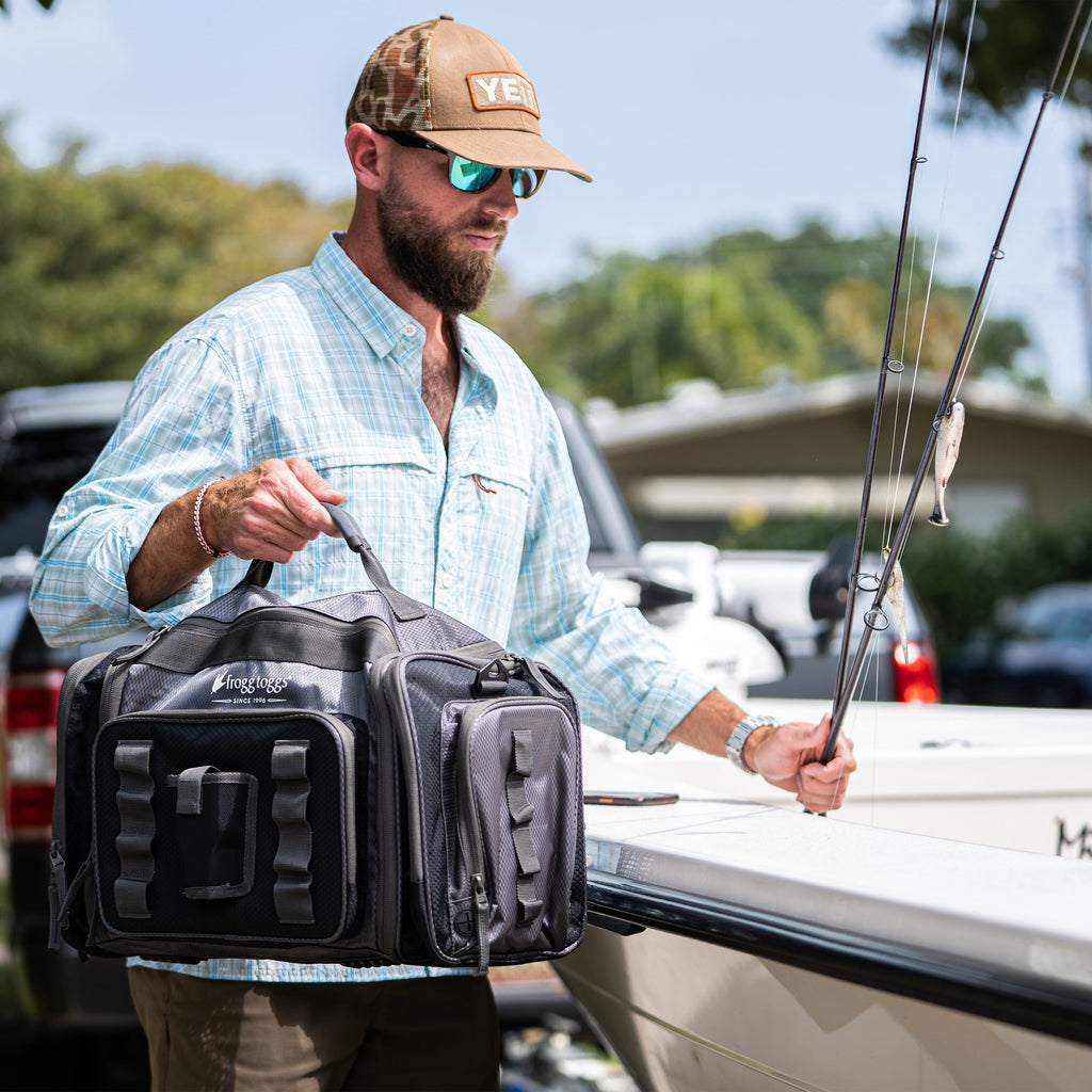 Frogg Toggs Pro Series Fishing Tackle Bag for 3700 Size Tackle Trays with Dual Access Storage, Blue
