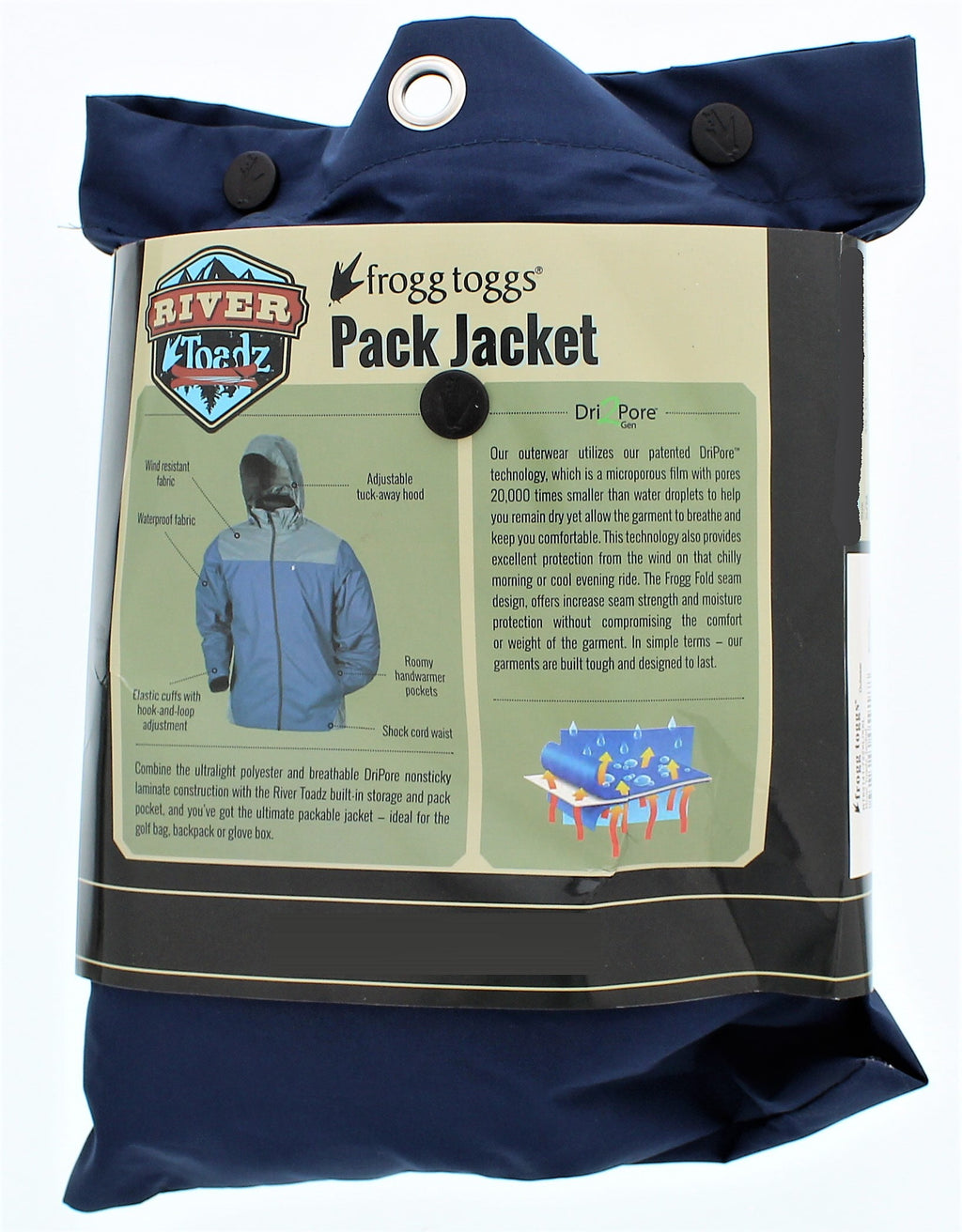 Frogg Toggs River Toadz Rain Jacket with Set-In Sleeves, Waterproof Rain Gear for Men, Blue/Slate, Size XL/2X
