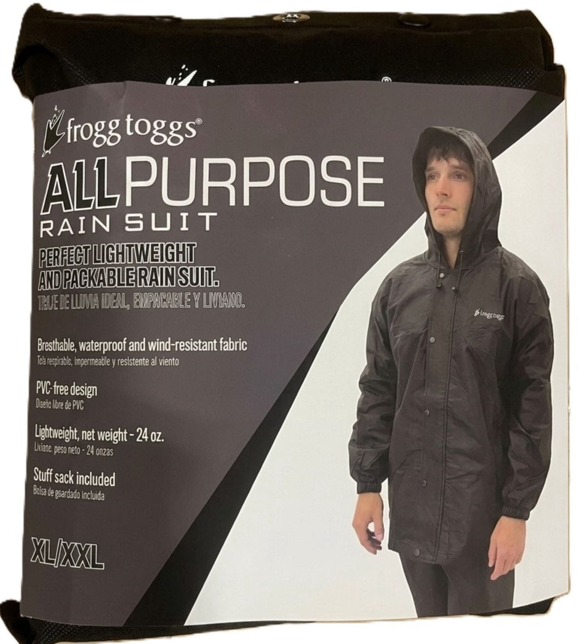 Frogg Toggs All-Purpose Rain Suit for Men, Waterproof Rain Jacket & Pants, Black, Size M/L
