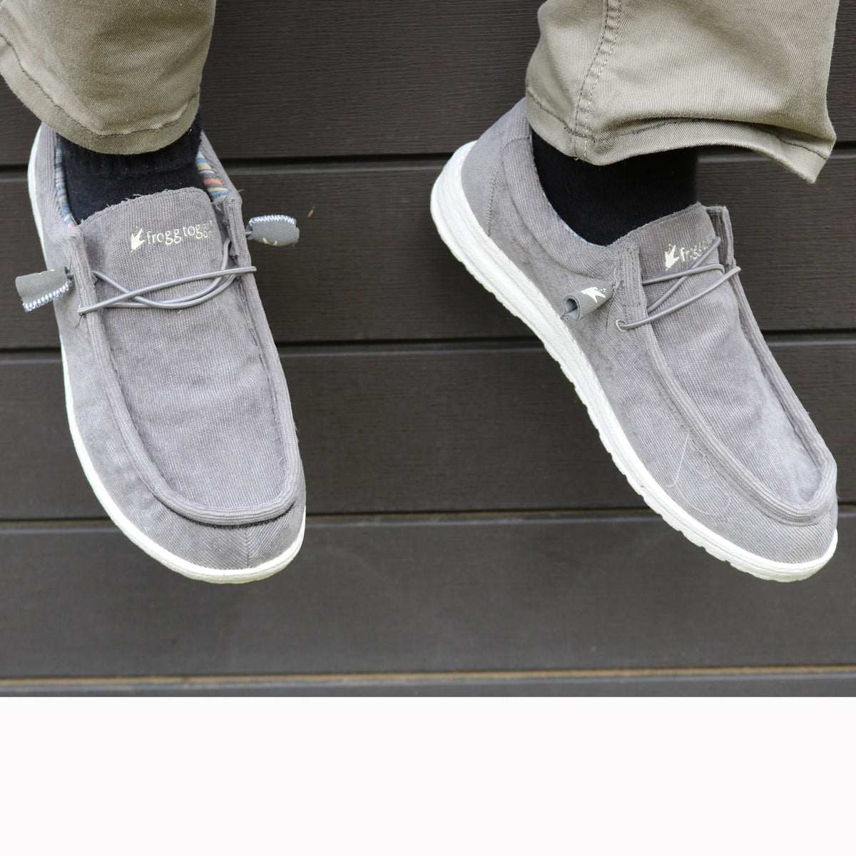 Frogg Toggs Men's Java 2.0 Non-Waterproof Boat Shoes for Men, Elastic Lace Slip-On Shoes, Gray, Size 9